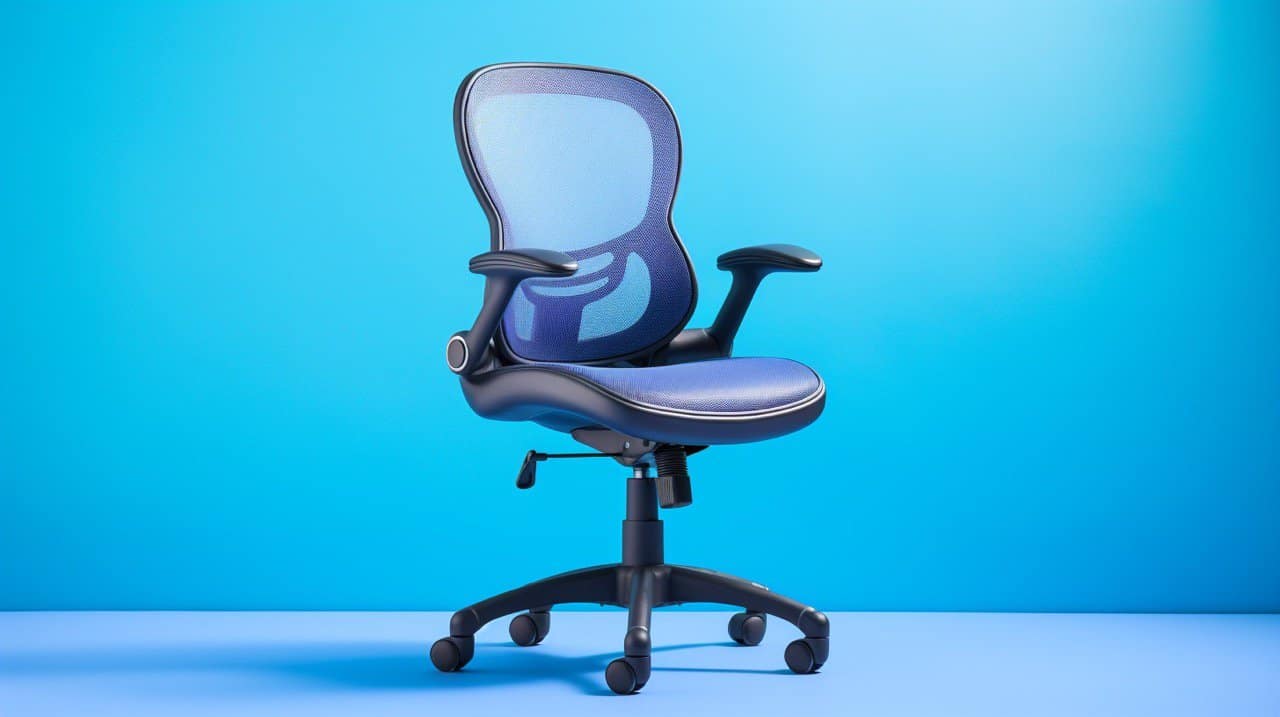Staples Hyken Mesh Task Chair in a blue studio