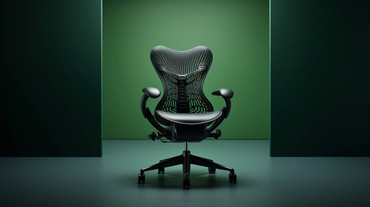 office chair reviews, black mirra 2 office chair in a green photo studio Large